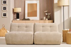 Fauteuil lounge en tissu effet velours texturé taupe BUMPY