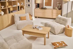 Fauteuil lounge en tissu effet velours texturé taupe BUMPY