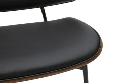 Fauteuil noir, bois foncé et métal noir FABULO