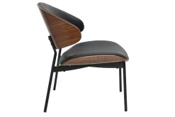 Fauteuil noir, bois foncé et métal noir FABULO