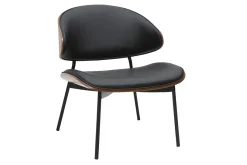 Fauteuil noir, bois foncé et métal noir FABULO