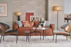 Fauteuil noir, bois foncé et métal noir FABULO