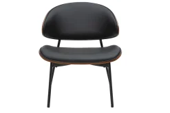 Fauteuil noir, bois foncé et métal noir FABULO