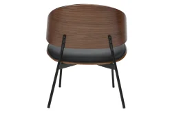 Fauteuil noir, bois foncé et métal noir FABULO