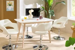 Fauteuil pivotant design blanc et acier chromé JESSY