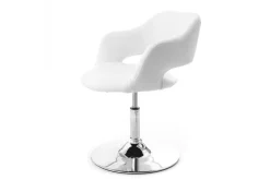 Fauteuil pivotant design blanc et acier chromé JESSY