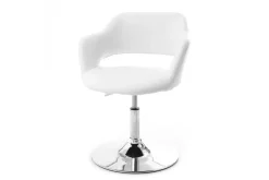 Fauteuil pivotant design blanc et acier chromé JESSY