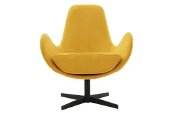 Fauteuil pivotant design en tissu effet velours jaune moutarde et métal noir ANDY