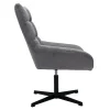 Fauteuil pivotant design en tissu effet velours texuré gris et métal noir KING