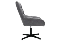 Fauteuil pivotant design en tissu effet velours texuré gris et métal noir KING