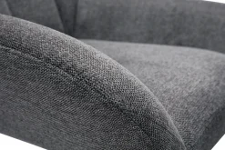 Fauteuil pivotant design en tissu effet velours texuré gris et métal noir KING