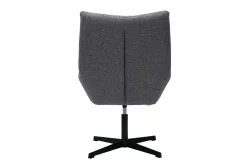 Fauteuil pivotant design en tissu effet velours texuré gris et métal noir KING