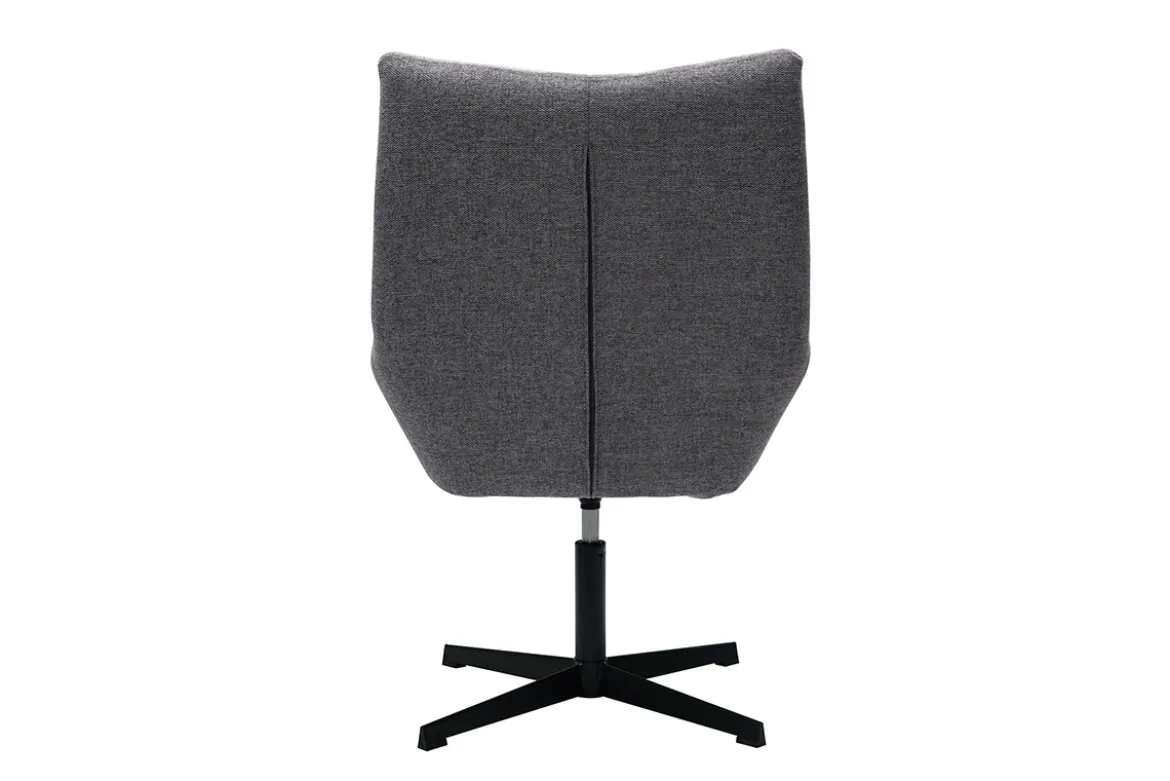 Fauteuil pivotant design en tissu effet velours texuré gris et métal noir KING