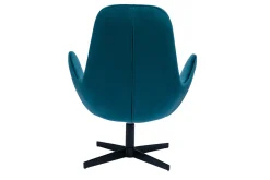Fauteuil pivotant design en tissu velours bleu canard et métal noir ANDY
