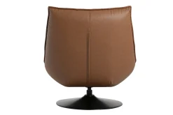 Fauteuil pivotant en cuir marron et métal noir HUXLEY