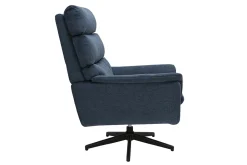 Fauteuil pivotant en tissu chenille bleu foncé et métal noir JONAH