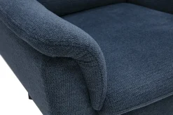 Fauteuil pivotant en tissu chenille bleu foncé et métal noir JONAH