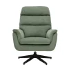 Fauteuil pivotant en tissu chenille vert kaki et métal noir JONAH
