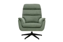 Fauteuil pivotant en tissu chenille vert kaki et métal noir JONAH