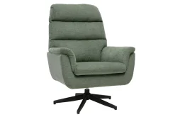 Fauteuil pivotant en tissu chenille vert kaki et métal noir JONAH