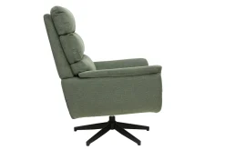 Fauteuil pivotant en tissu chenille vert kaki et métal noir JONAH