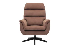 Fauteuil pivotant en tissu chenille terre brûlée et métal noir JONAH