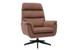 Fauteuil pivotant en tissu chenille terre brûlée et métal noir JONAH