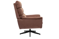 Fauteuil pivotant en tissu chenille terre brûlée et métal noir JONAH
