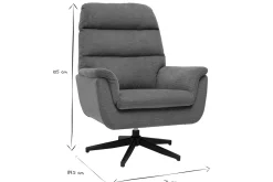 Fauteuil pivotant en tissu chenille terre brûlée et métal noir JONAH