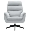 Fauteuil pivotant en tissu chenille gris et métal noir JONAH