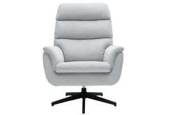 Fauteuil pivotant en tissu chenille gris et métal noir JONAH