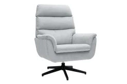 Fauteuil pivotant en tissu chenille gris et métal noir JONAH