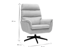 Fauteuil pivotant en tissu chenille gris et métal noir JONAH