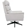 Fauteuil pivotant en tissu chenille beige et métal noir JONAH