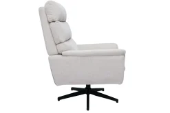 Fauteuil pivotant en tissu chenille beige et métal noir JONAH