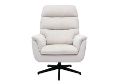 Fauteuil pivotant en tissu chenille beige et métal noir JONAH