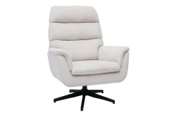 Fauteuil pivotant en tissu chenille beige et métal noir JONAH