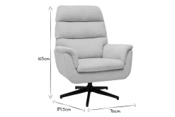 Fauteuil pivotant en tissu chenille beige et métal noir JONAH