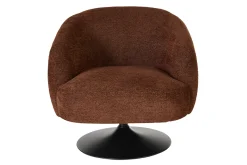 Fauteuil pivotant en tissu effet chenille brossé terre brûlée et métal noir BOWIE