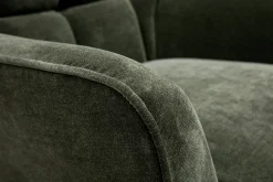 Fauteuil pivotant en tissu effet velours vert kaki et métal AVERY