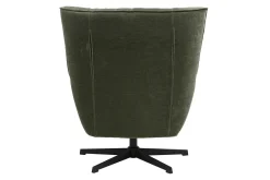 Fauteuil pivotant en tissu effet velours vert kaki et métal AVERY