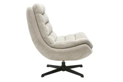 Fauteuil pivotant en tissu effet velours texturé beige et métal noir LOMI