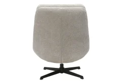 Fauteuil pivotant en tissu effet velours texturé beige et métal noir LOMI