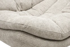 Fauteuil pivotant en tissu effet velours texturé beige et métal noir LOMI