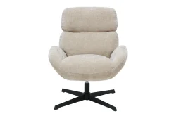 Fauteuil pivotant en tissu effet velours texturé taupe et métal noir KLEM