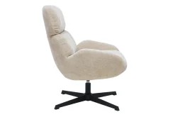 Fauteuil pivotant en tissu effet velours texturé taupe et métal noir KLEM