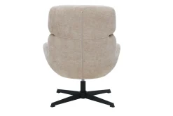 Fauteuil pivotant en tissu effet velours texturé taupe et métal noir KLEM