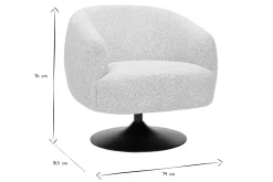 Fauteuil pivotant en tissu effet bouclette beige et métal noir BOWIE