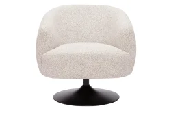 Fauteuil pivotant en tissu effet bouclette beige et métal noir BOWIE