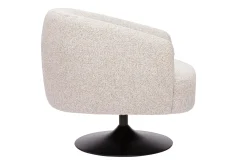 Fauteuil pivotant en tissu effet bouclette beige et métal noir BOWIE